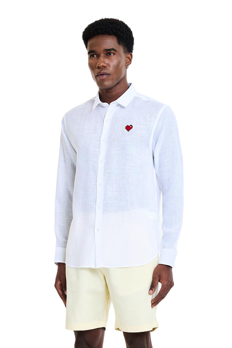 snitch Men Casual Shirt | Regular Fit Full Sleeve Point Collar Solid Design with Embroidered Heart | 100% Lyocell & Breathable Fabric for Smart Casual Wear-picture-28