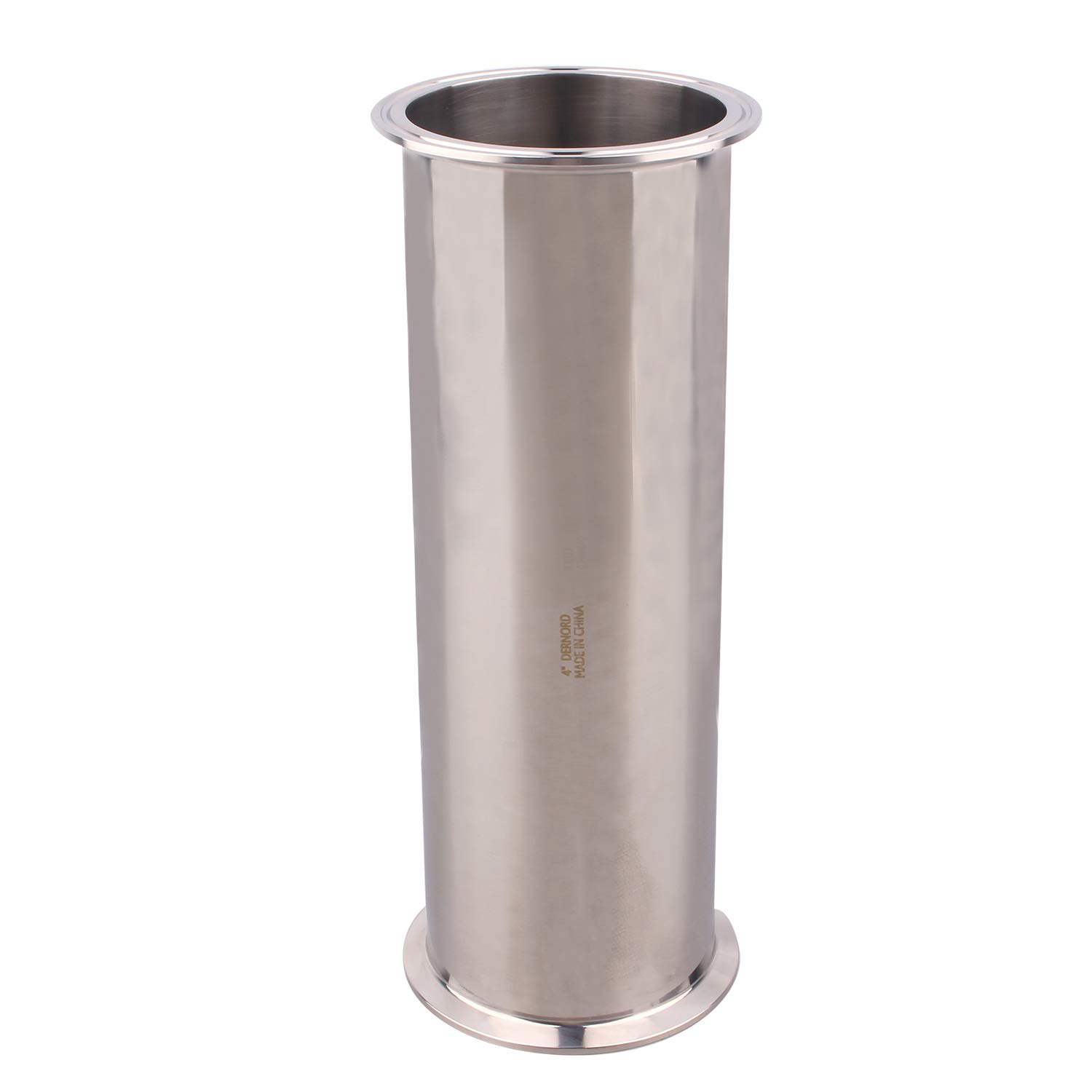 DERNORD Tubo de carrete sanitario con extremos de abrazadera, tubo redondo sin costura 304 con brida de 10 cm (longitud del tubo: 305 mm)