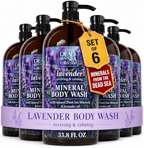 Image of Dead Sea Collection Lavender Body Wash for Women and Men - with Pure Dead Sea Minerals and Coconut Oil - Cleanses and Moisturizes Skin - Pack of 6 (67.6 fl. oz)