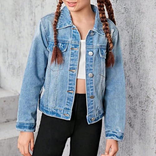Jean Jacket For Girls Casual Button Down Long Sleeve Denim Jackets Ripped Kids Outwear Coat3