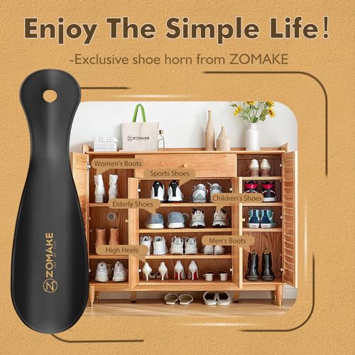 ZOMAKE Schuhlöffel Klein,Kleiner Schuhanzieher Metall,Mini Reise Schulöffel Kurz 19cm(3er Schwarz)