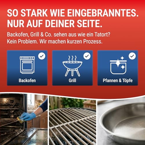 Maxxi Clean 1 x 750 ml + Pinsel I Backofen und Grillreiniger Gel Paste I extrastarker selbstarbeitender Fettlöser I entfernt Verkrustungen ohne Schrubben I Backofen Herdplatte Grill I Made in Germany 3