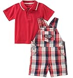 Tommy Hilfiger Baby Boy's 2 Pieces Shortall Shorts, red/Navy, 6/9M