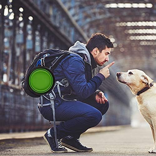 MOACC Large Collapsible Dog Bowl, Silicone Portable Pet Food Water Bowl Foldable Expandable Cup Dish for Pet Cat Food Water Feeding with Carabiner Clip for Travel, Set of 2