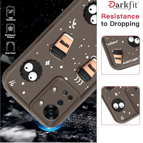 Image of Back Case Cover Compatible with OnePlus Nord 2T 5G | Cute Fun Cartoon Ball 3D Coffee Silicone Case | Body Protection | Camera Protection | Shock Proof | Color Brown | Pack of 1