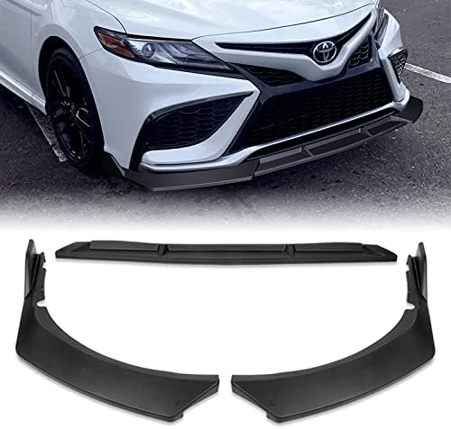 3PCS Front Bumper Lip Kit fit for Compatible with 2021-2024 Toyota Camry SE, STP-Style Splitter Trim Protection Spoiler, Air-Dam-Chin-Diffuser (Unpainted Matt Black)