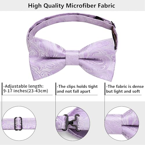 Image of HISDERN Bow Ties for Men Pre-Tied Bow Tie Floral Paisley Handkerchief Classic Formal Bowtie and Pocket Square Cufflinks Set