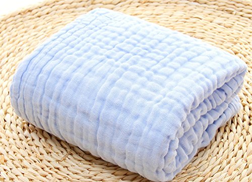 Image of Kassy Pop Muslin Cotton Bath Towel Cum Baby Swaddler | Extra Soft Towels for Newborn 0 to 3 Years l 100% Organic Cotton wash Towel | 105 X 105 cm (Blue)