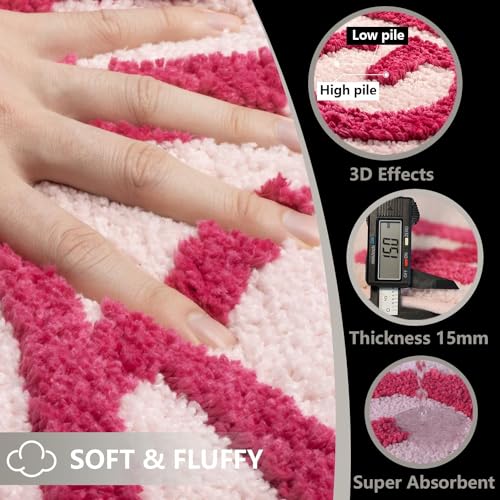 Image of KOEXM Get Naked Bath Mat 18 inch x 47 inch Pink Long Runner Mat for Bathroom Non Slip Absorbent Machine Washable Bathroom Rug