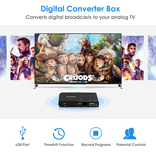 Digital Converter Box for Analog TV, HDTV Set Top Box for HD 1080P, ATSC Tuner with Recording PVR, Live TV Shows, USB Multimedia Playback, TV Tuner Function (2020 Update Version)