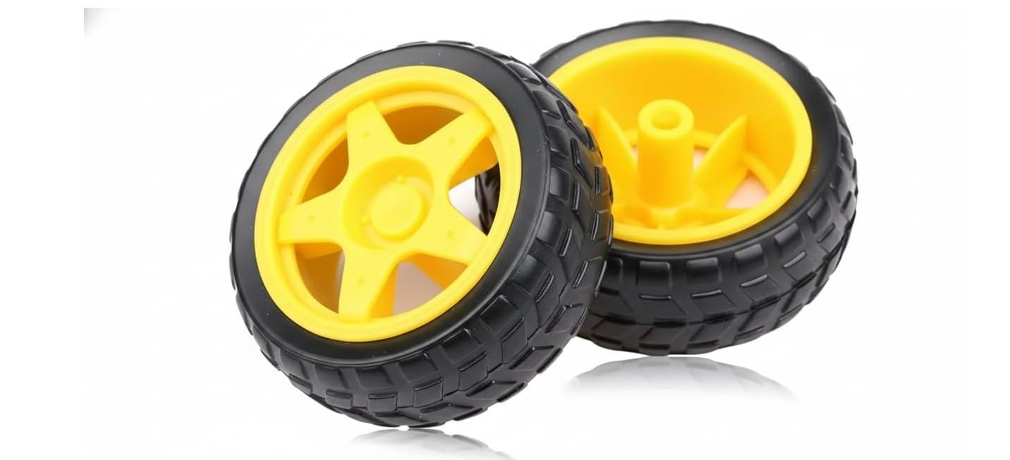 2pc 65mm BO WHEEL RUBBER TYRE FOR TT BO GEAR MOTOR DIY SMART ROBOTIC RC CAR | 65 mm Lightweight Plastic BO Wheels Rubber Tyre for BO Motors Tires Smart Car Line Following Robot Electronics Hobby Projects-image-7