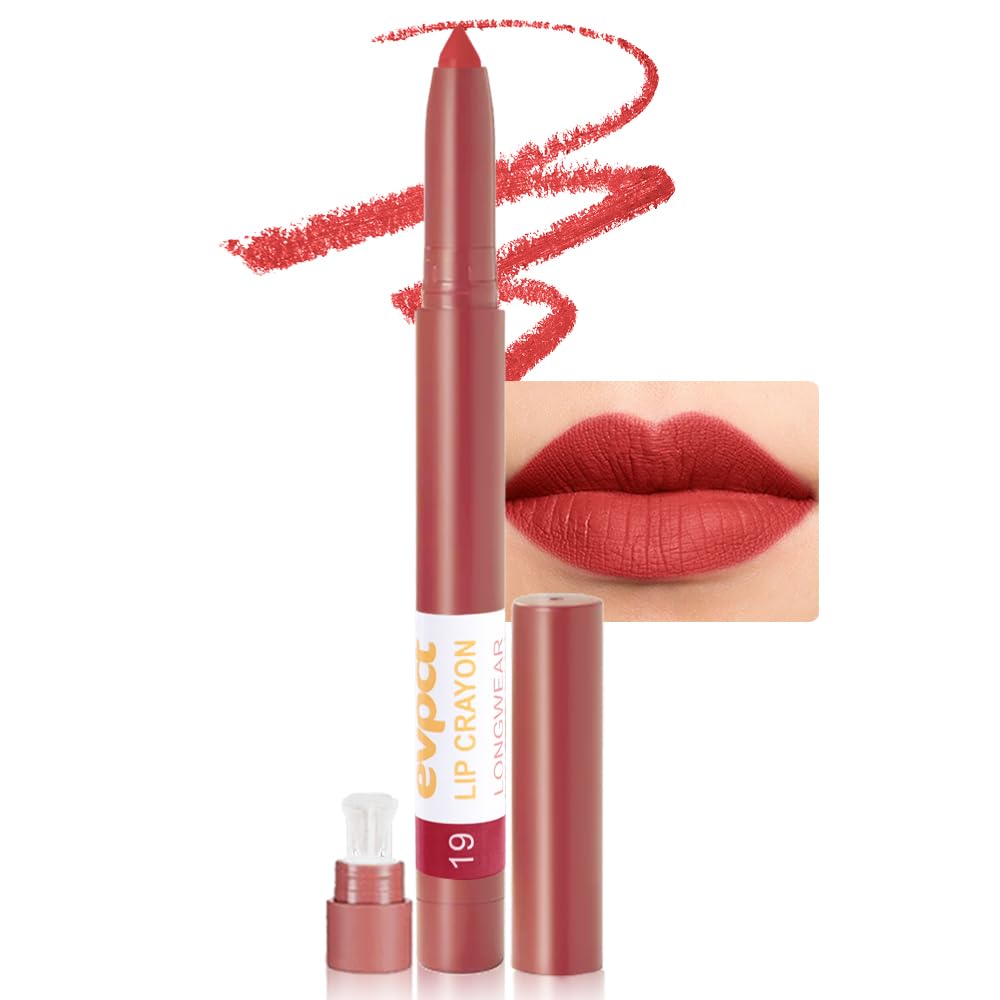 evpct British Red Hot Lip Liner Crayon Pencils Set for Women, Matte Lip Stick Crayon Long Lasting, Lips Pencil Liner and Lipstick set, Lipliner Pencil