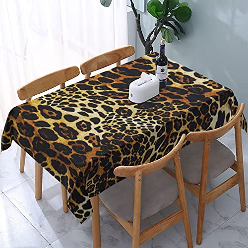 Blublu Rectangle 4-6 Seats Table Cloth, Oil-Proof Spill-Proof Decorative Microfiber Table Cover For Kitchen Dining, Party, Holiday, Christmas, Buffet Leopard Print #TOP20