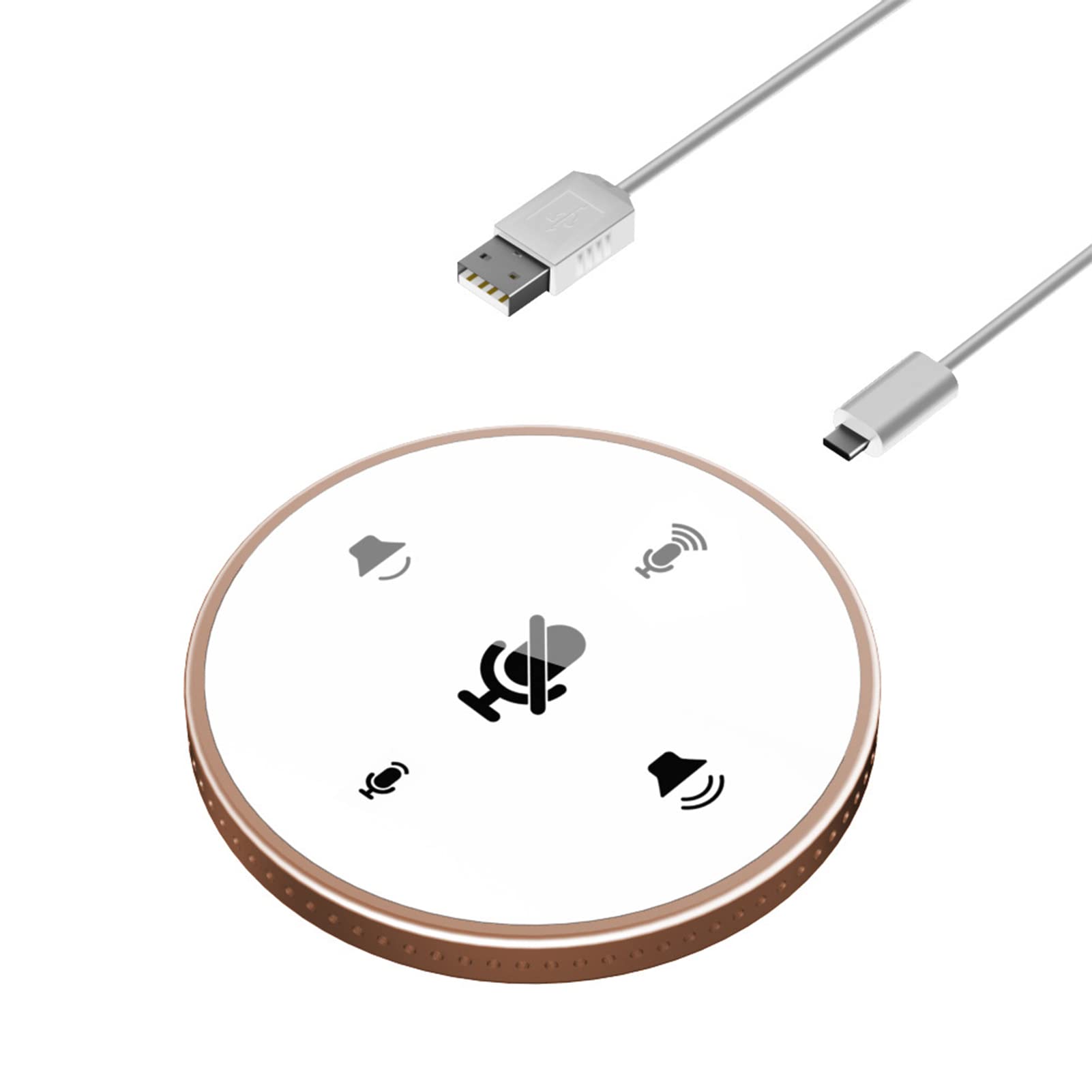 Conference Speaker And Microphone, Y02 USB Plug and Play Laptop Microphone Omnidirectional Microphone Condenser PC Mic for Video Conference Recording Skype Online (Gold)