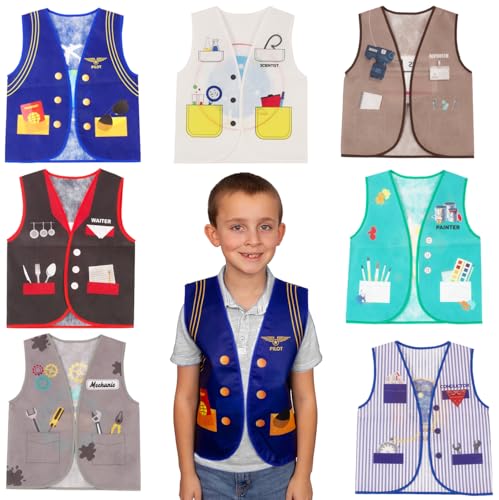 Tigerdoe Dress Up Clothes - 7 Pc - Pretend Play School Set - Career Costumes - Kids Role Play Costume - Occupation Costume (7 Pc Occupation Vests)