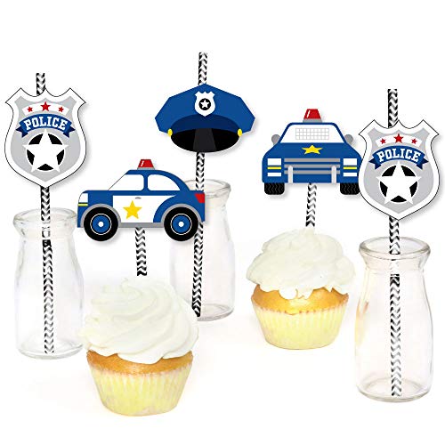 Pitillos decorativos de papel azul y negro, set de 24 miniatura 4