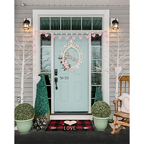 Fuoxowk Valentines Decorative Door Mat,Valentine's Day Heart Indoor Outdoor Non-Slip Rugs, Entryway Front Porch Valentine's Day Love Welcome Doormat For Valentine's Day Entrance Decoration,Love Arrow #TOP3