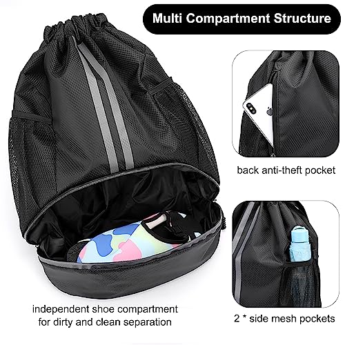 Swim Bag Drawstring Backpack with Wet Pocket Shoe Warehouse String Bag Sackpack for Beach Swimming Pool Gym Sports (Rose)2