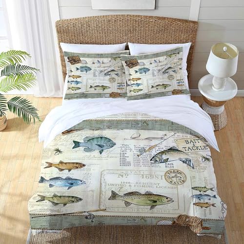 Jerkboo Fishing Bedding Set Fishing Duvet Cover Twin Full Queen King Size Comforter Cover For Kids Adults Men Women Fishing Theme Quilt Cover Decorative Soft Bedding Set With 2 Pillowcases thumb #2