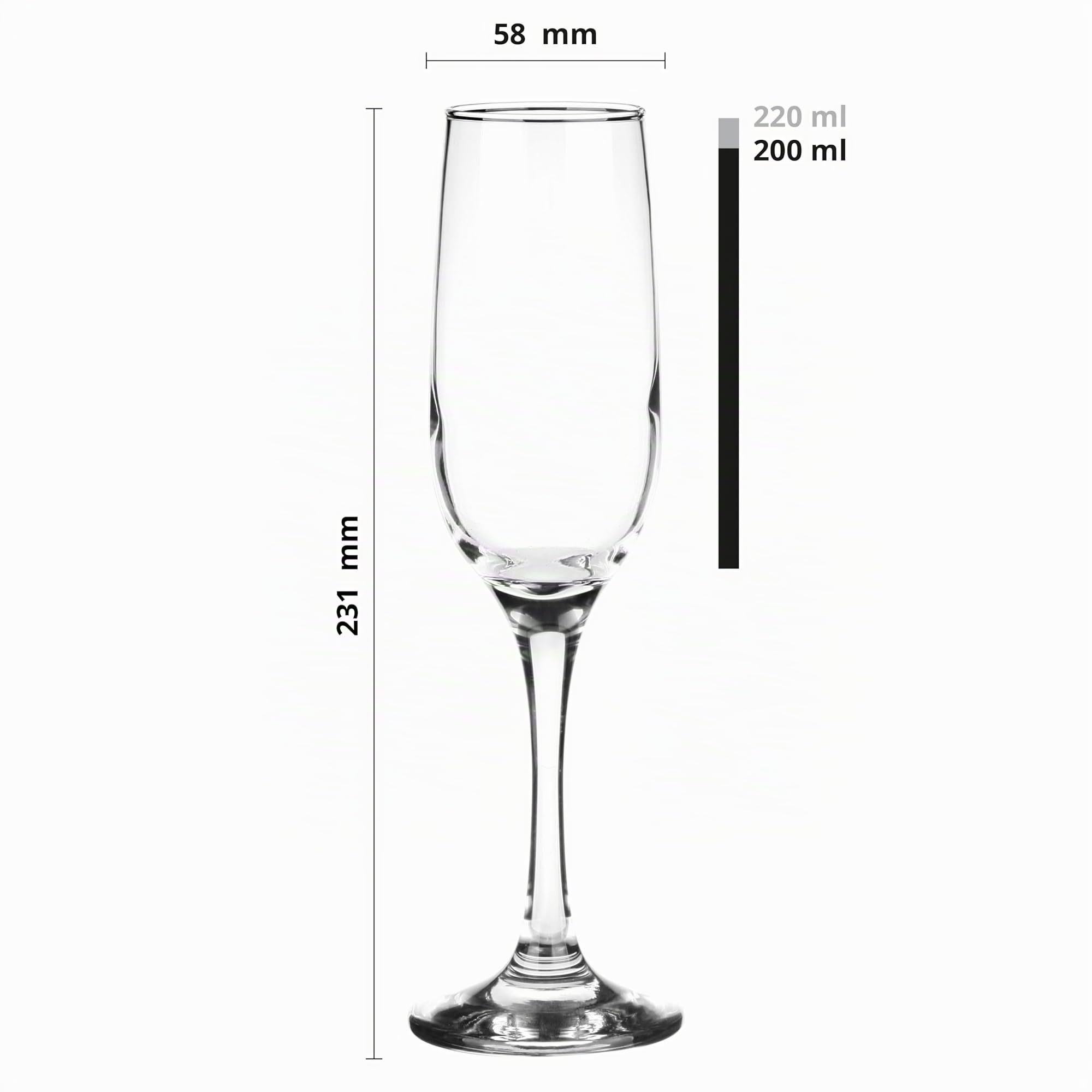 Glasmark Krosno - Set di 6 bicchieri da spumante, 0,2 litri, per champagne e prosecco, 6 x 200 ml