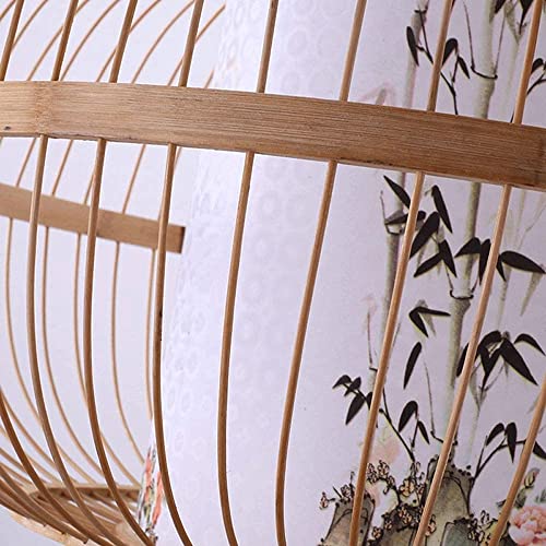Lámpara colgante de bambú E27 con cable ajustable para techo de salón 7