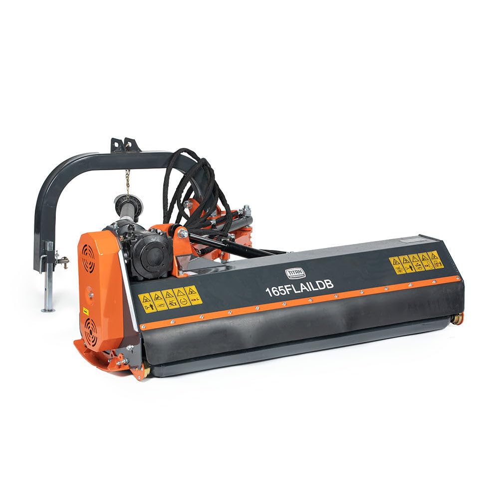Titan Attachments 3 Point 65" Offset Flail Ditch Bank Mower for Cat 1 Tractors, 30-50HP, PTO Hydraulic Offset and Tilt, Maintain Roadsides, Field Boarders, and Other Grassy Areas
