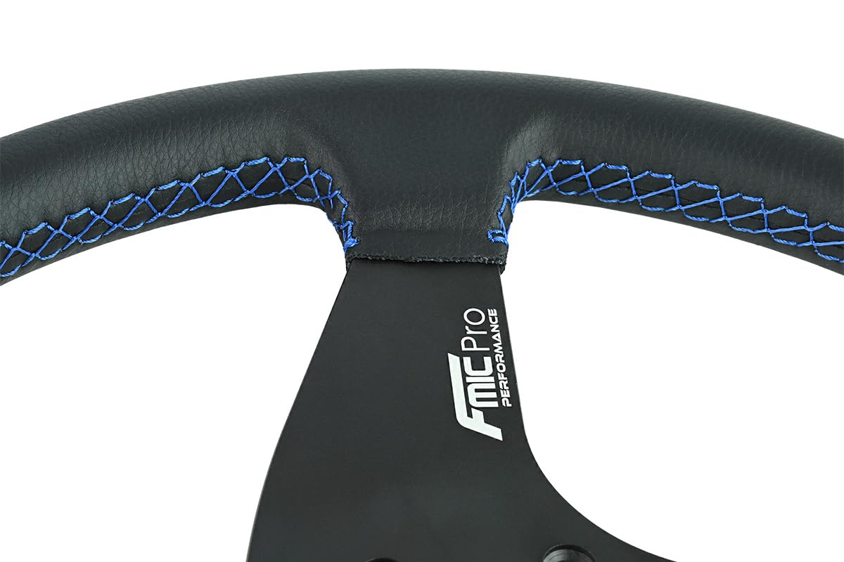 fmic.eu PERFORMANCE Kierownica sportowa Classic skóra 350 mm przesunięcie 33 mm niebieska