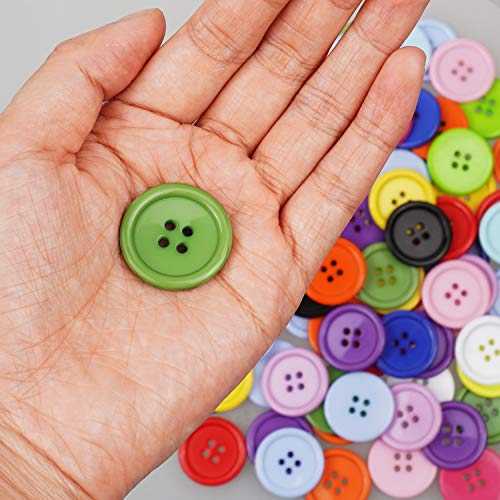 1 Inch Resin Buttons for Sewing 25mm Mixed Colored Buttons 4 Holes Pack of 100