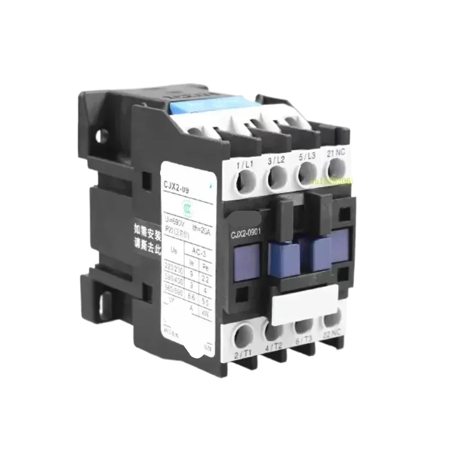 HUUOQIWY CJX2 LC1 AC contactor Three-Phase Coil Voltage 380V 220V 110V 36V 24V Rail 1NO 1NC LC1D 9A 12A(Cjx2-0901,380V)