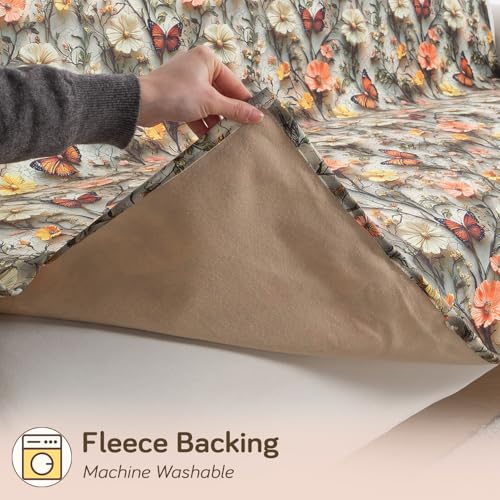 Image of HOKIPO 'Nature Muse' Premium HD Printed Holland Velvet Sofa Cover Mat for 1 /2 /3 Seater & L-Shape Sofa. Make Your Own Sofa Cover Set, Mat 70(D) x 90(L) cm, Butterfly Orchard (IN-914-D3)