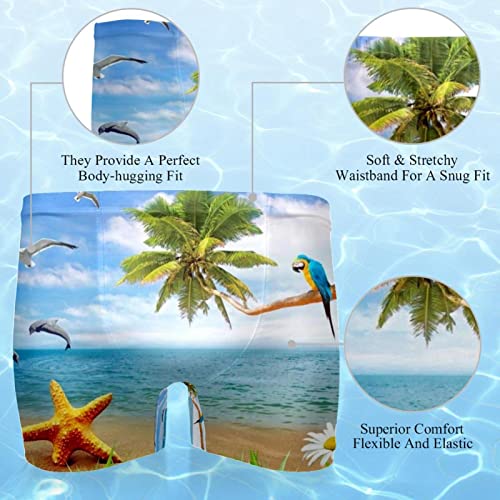 Swim Trunks Men, Mens Jammers For Swimming, Summer Tropical Beach Ocean Landscape #TOP1