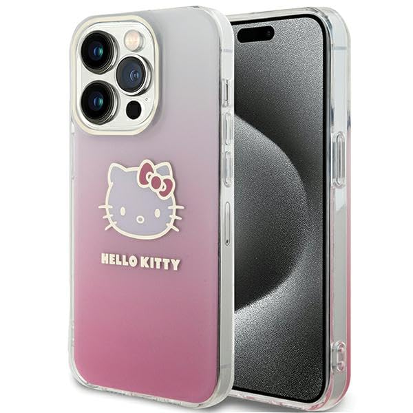 CG MOBILE Hello Kitty HKHCP14LHDGKEP Coque de protection pour iPhone 14 Pro 6,1" Rose rigide IML Gradient Electrop Kitty Head