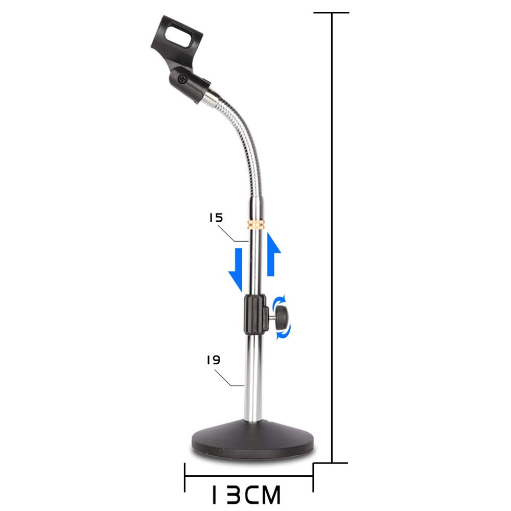 Universele Microfoon Desktop Microfoon Stand Verstelbare Tafel Mic Stand met Plastic Mic Clip Set van 2