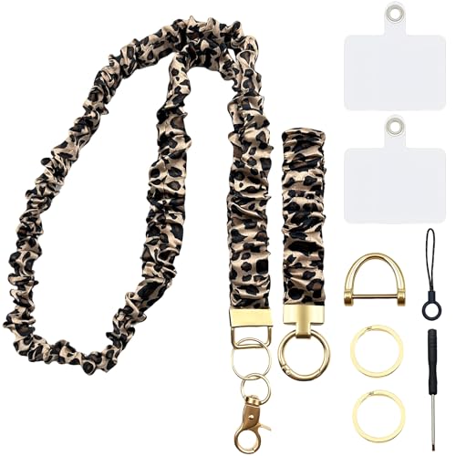 YesMvpMvp Crossbody Cell Phone Lanyard Set with Wrist Strap and Tether Tabs (Leopard Print 2)