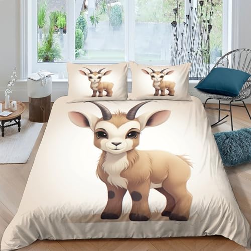 Ensemble de literie chèvre 3D housse de couette 3 pièces microfibre 200x200