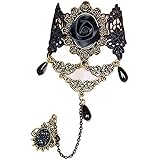 ヴィンテージフィンガーレスグローブ女性のゴシックレーススチームパンクリストバンドブレスレット1ペア 指飾り