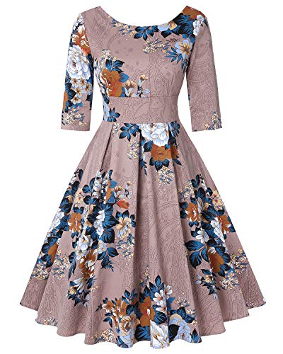 Image of MINTLIMIT Women's 1950s Retro Vintage Cocktail Party 3 /4 Sleeve Swing Dress