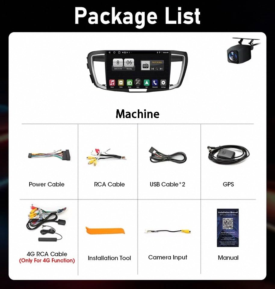 Radio de coche 2 DIN GPS para Honda Accord 2013-2016 4 nuclear con USB 7