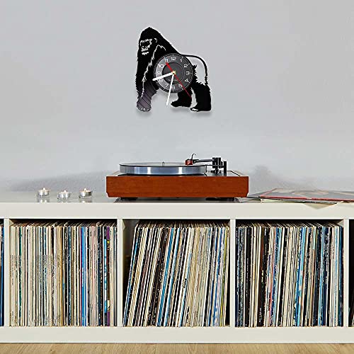 Wall Clock Black Gorilla Zoo Animal Wall Watch With Led Illumination Retro Vinyl Art-Wall Nursery Decor 12 Inches #TOP2