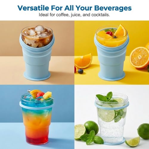 Vaso plegable de silicona con molde para bola de hielo azul miniatura 7