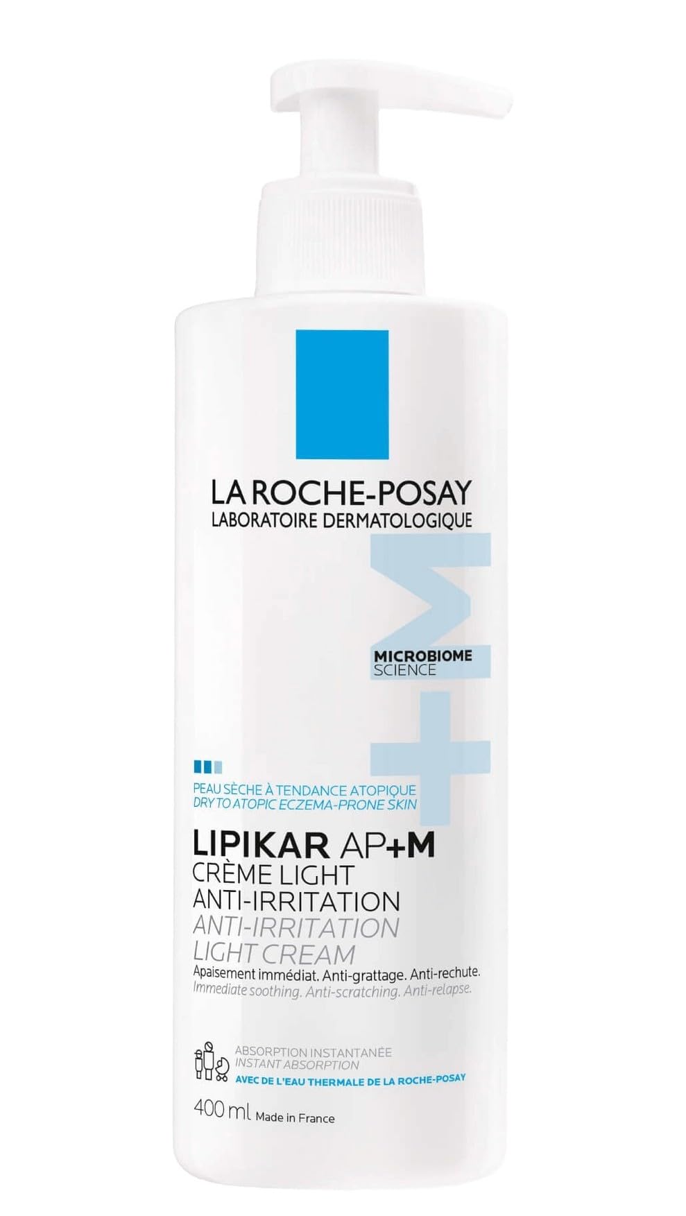 La Roche Posay Lipikar Baume Light AP+M, do suchej skóry z tendencją atopową, kojącym i przeciwpodrażnieniowym, natychmiastowa ulga w swędzeniu, z wodą Posae+ i mikrożywicą, 400 ml