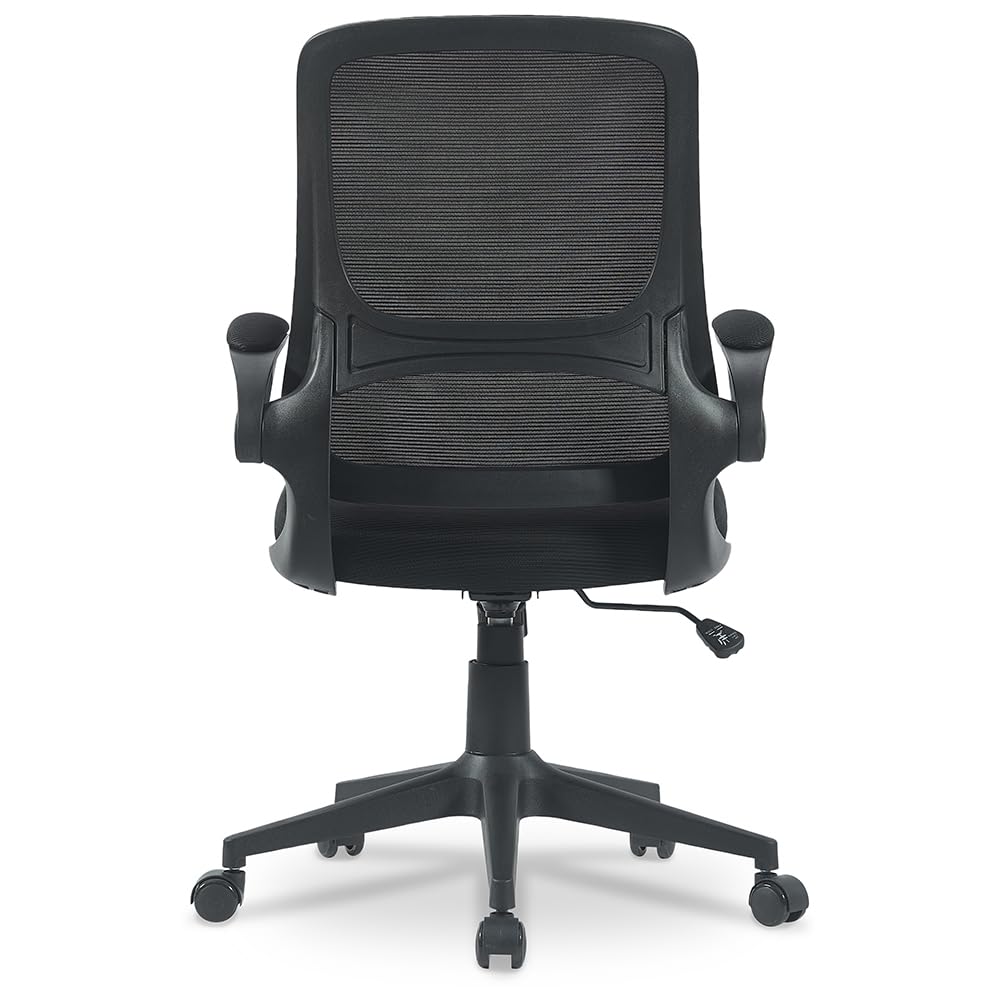 Waytex Fauteuil de Bureau Ergonomique Tissu et Maille – Accoudoirs Relevables – Réglable en Hauteur – Mécanisme Basculant – pour Professionnels et particuliers - Noir