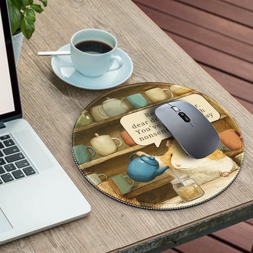 Image of Gctriki Funny Hamster Round Mouse Pads for Desk, Small Desk Mat Stitched Edge Non-Slip Rubber Base, Mousepad for Travel Laptop Computer Gaming, Cute Office Accessories with Motivational Quote