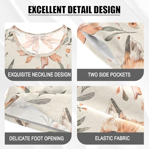 senya Fox Leaf Bow Summer Pajamas Set Short Cotton Sleepwear 2 Piece4