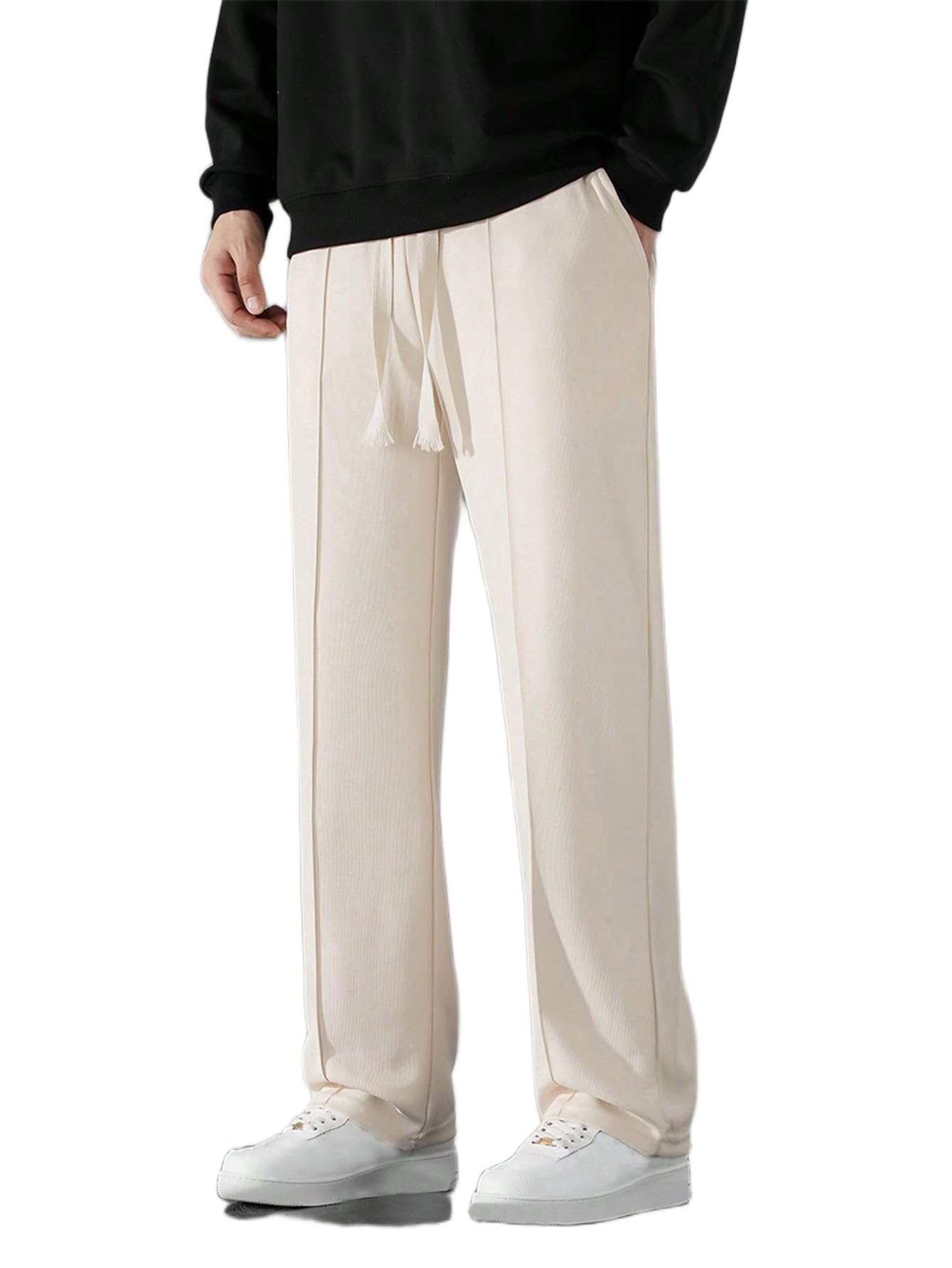 Black Baggy Pants for Men Loose Fit Track Pants Korean Style Wide Leg Trousers Elastic Waist Drawstring Comfortable Casual Wear Gym Wear Street Style Joggers for Men-picture-44
