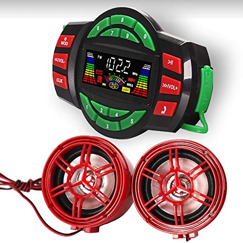 Image of UTV ATV Bluetooth Amplifier Sound System Hand-Free Speakers FM USB Audio System Stereo 3 Inch Speakers 12V Motorcycle Waterproof Audio FM Radio Stereo Speaker (Red Speaker)