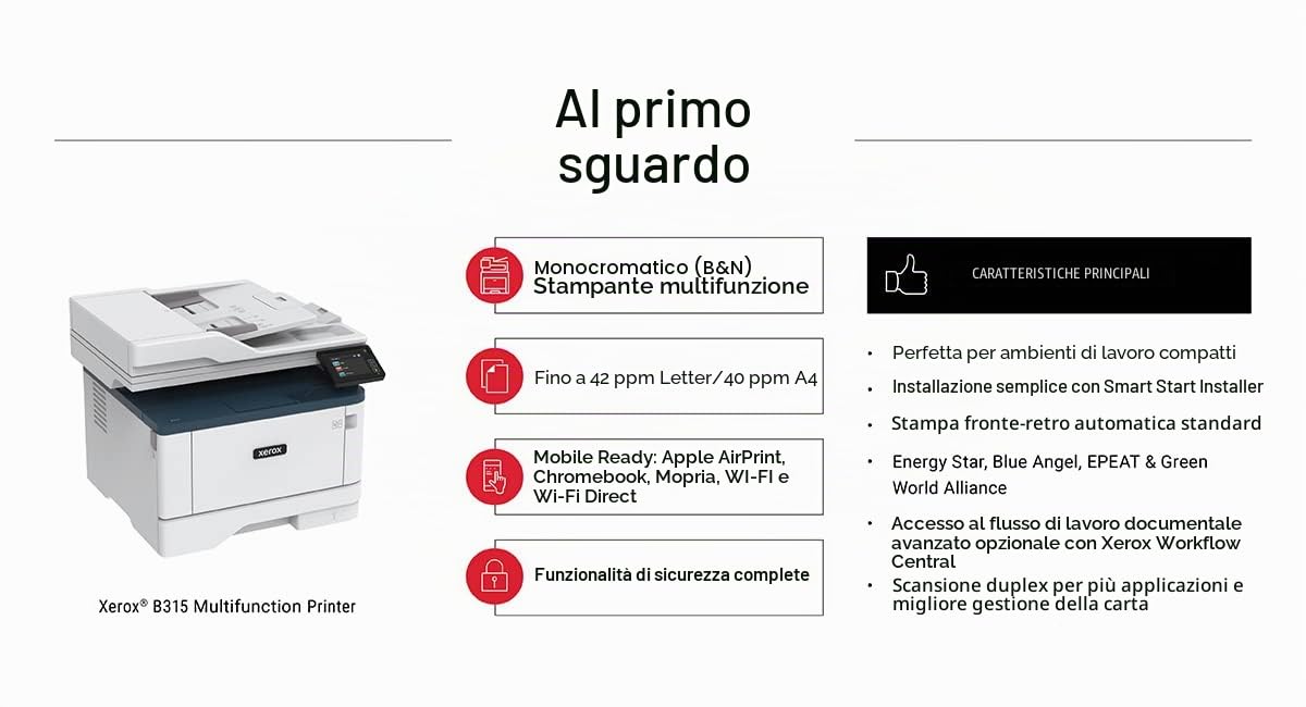 Xerox B315dni A4 40ppm Czarno-Biały Bezprzewodowy Wielofunkcyjny Drukarka z Dupleksem