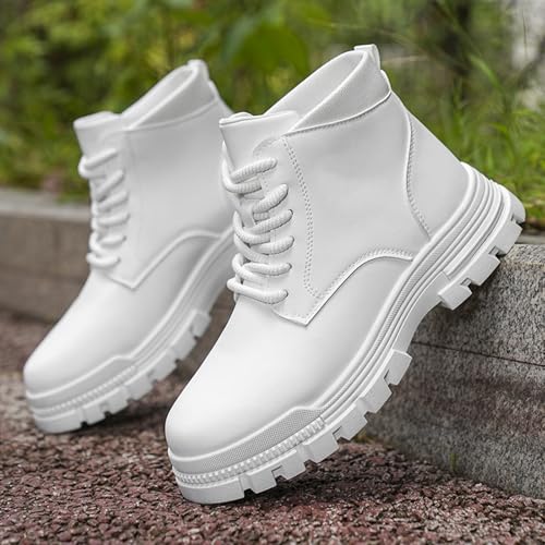 Bottines de combat blanches homme lacets chaussure de marche rue moderne