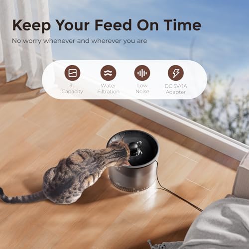 IMIPAW Automatic Cat Feeder 5G WiFi and Water Dispenser, Timed Dry Food Dispenser APP Remote Control, Programmable Portions, with Desiccant, Cat Fountains for Drinking with Filter, Small Pets (Combo) - Image 6