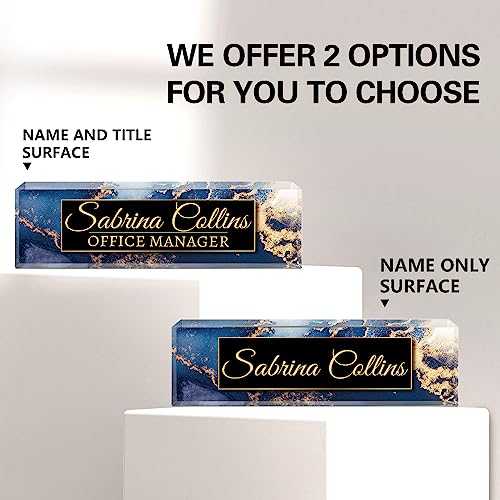 Image of Name Plate for Desk, Desk Name Plate Personalized, Office Decor for Women Men, Acrylic Desktop Accessories, Office Appreciation Gifts for Boss Social Workers Nurse Teacher Employee (Blue Coast B)